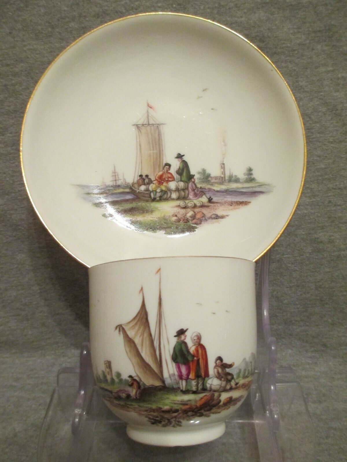 Porcelaine De Meissen, Tasse Et Soucoupe Kauffahrtei 1745