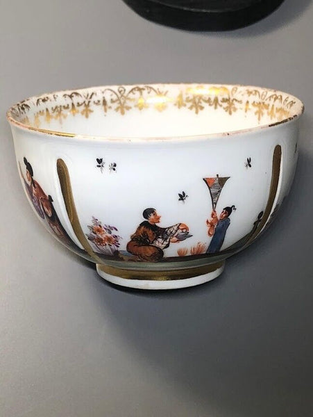 Meissen Porcelain Tea Bowl & Saucer with Chinoiserie Scenes 1730-1735