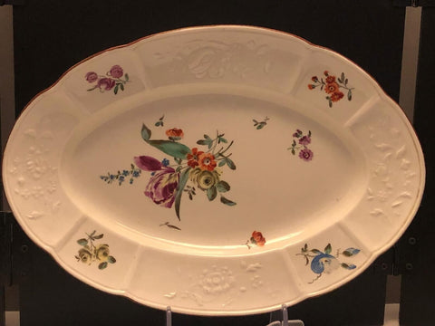 Frankenthal Porcelain Large Floral Moulded Ashet. Carl Theodor. 1782