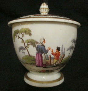 Meissen Porcelain  Tenniers Scene Lidded Sugar Pot