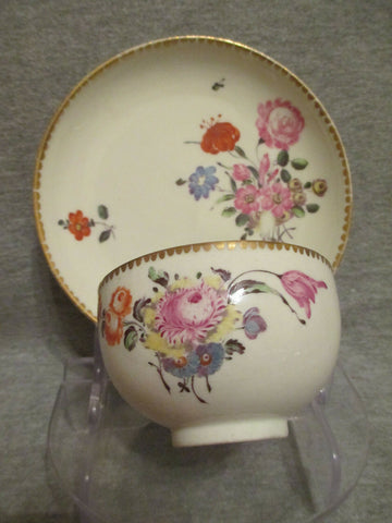 Zurich Porcelain, Floral Tea Bowl & Saucer, Circa 1770 (2 of 2)