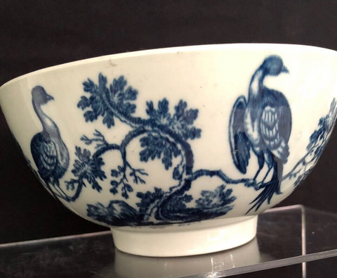 Worcester Porcelain Dr Wall " Oiseaux dans des branches " Slop Bowl vers 1770-85 