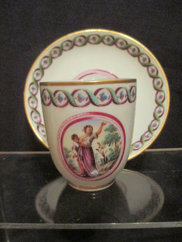 Doccia Porcelain Coffee Cup and Saucer with Mother Breastfeeding 1770-80