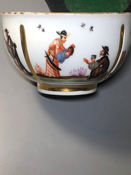 Meissen Porcelain Tea Bowl & Saucer with Chinoiserie Scenes 1730-1735