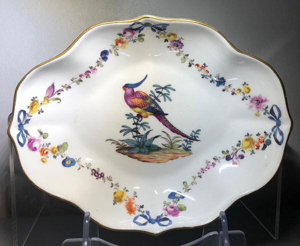 Plateau Cuillère Ornithologique En Porcelaine De Meissen 1740 