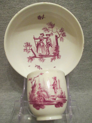 Frankenthal Porcelain, Porzellan  Scenic Cup & Saucer. 1700's
