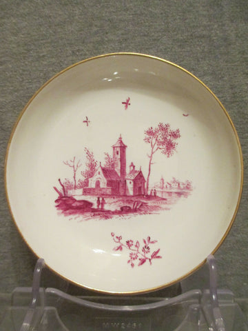 Porcelaine Hochst, soucoupe scénique Puce. Années 1700 (2 sur 2)