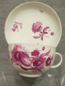 Meissen Puce Floral Cup & Saucer.1700's (2)