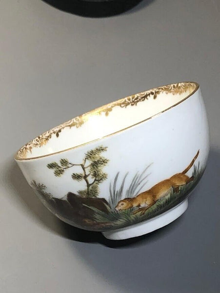 Meissen Porcelain Marcolini Cup & Saucer with Fox Hunting Scene 1774-1814