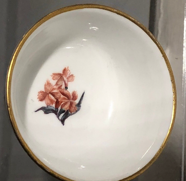 Meissen Porcelain Woodcut Flower Tea Bowl and Saucer 1740