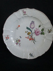 Meissen Porcelain Ozier Moulded Floral Dinner Plate 18th C