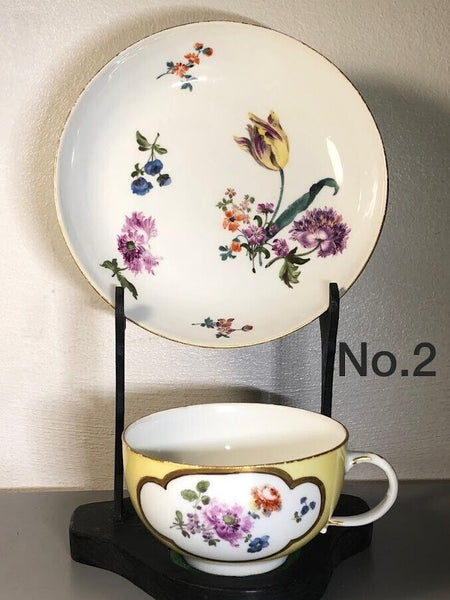 Tasse et soucoupe florale à fond jaune en porcelaine de Meissen 1740 #2