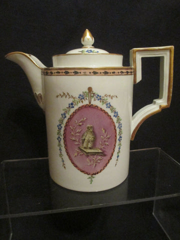 Fürstenberg-Kaffeekanne aus Porzellan, mit aufgemalten Symbolen für Weisheit und Arbeit, 1780