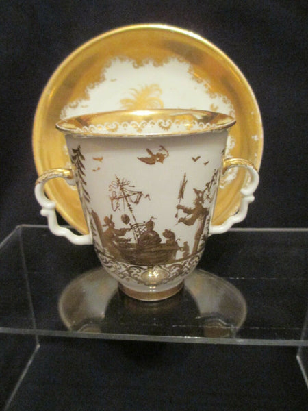 Meissen Porcelain Botteger Chinoiserie Beaker and Saucer 1725