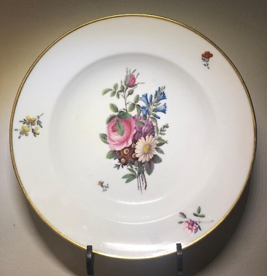 Le Nove Porcelain Floral Soup Plate 1752 Red Star Mark