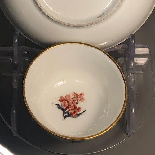 Meissen Porcelain Woodcut Flower Tea Bowl and Saucer 1740